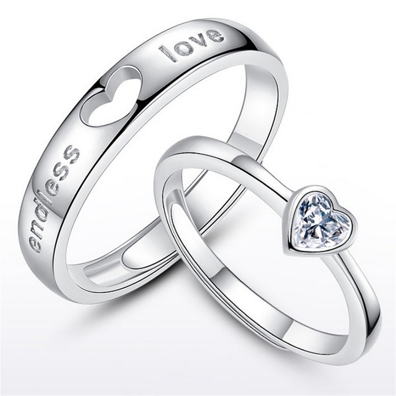 Set Cincin Zircon Desain Hati Forever Endless Untuk Pria Dan Wanita