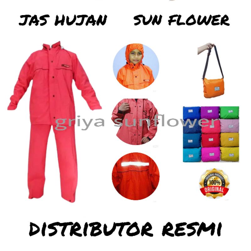 Jas Hujan Sun Flower Sunflower grosir 6 pcs ukuran m.l.x