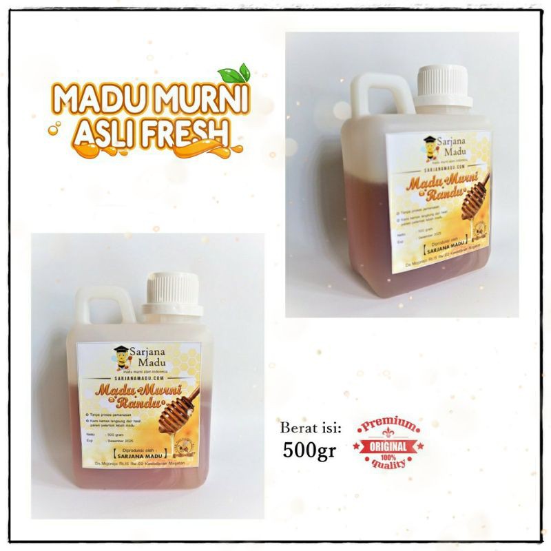 

Madu Murni Randu 100% Asli Fresh 500gram By Sarjana Madu