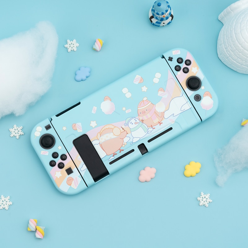 Hard Case Cover Belakang Motif Kartun Ayam Kuning Snowman Peri Untuk Nintendo Switch