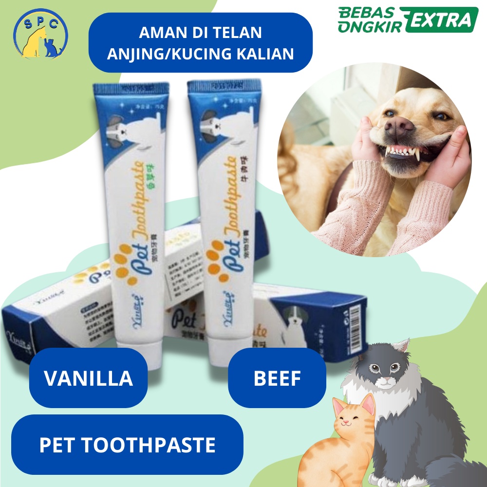 Odol Pasta Gigi Hewan Pet Toothpaste rasa Beef Vanila Sikat Gigi Hewan