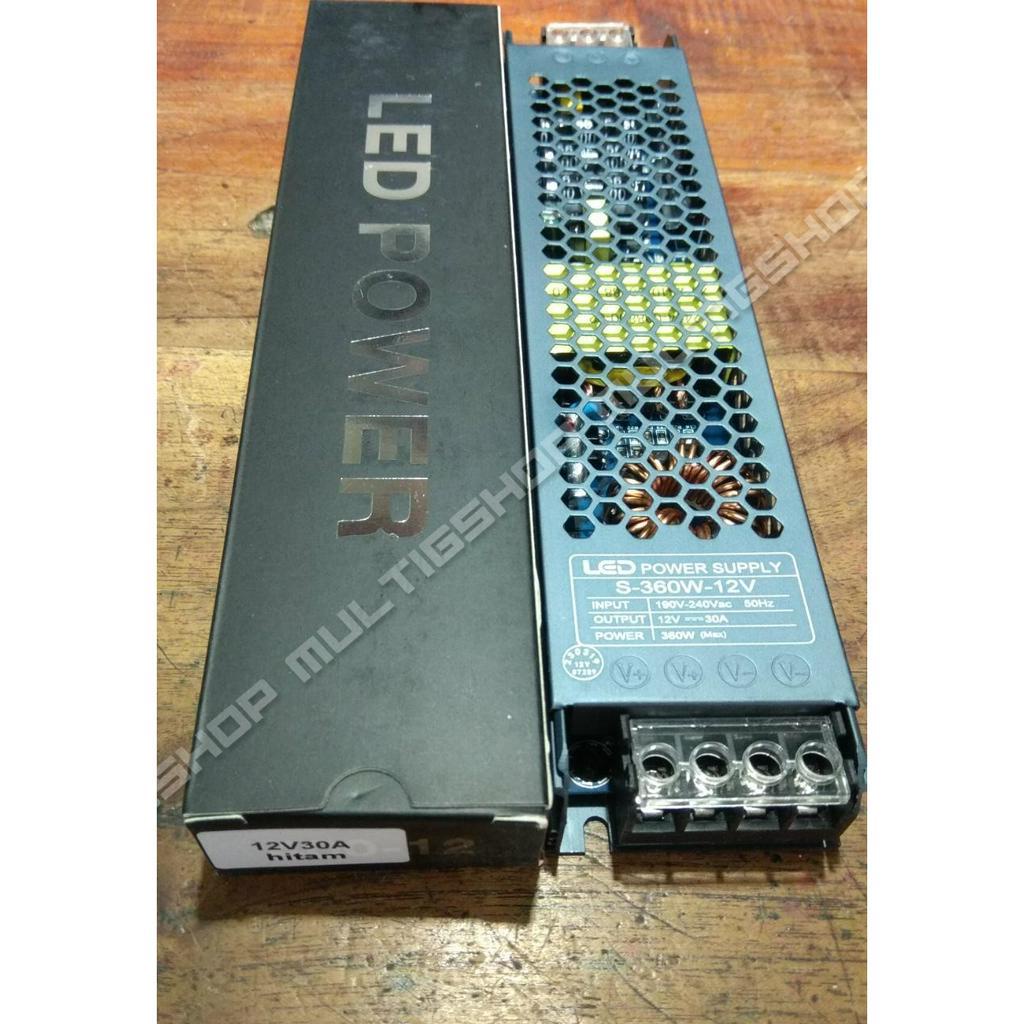 LED Power Supply Switching 12V 30A 360W Body Slim - Hitam