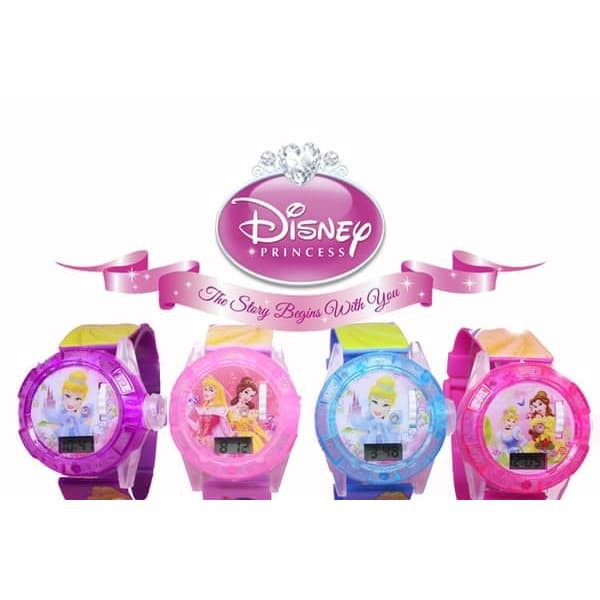 Super Hot! JAM TANGAN ANAK PEREMPUAN PROYEKTOR DISNEY PRINCESS LASER HOLOGRAM Terbatas!