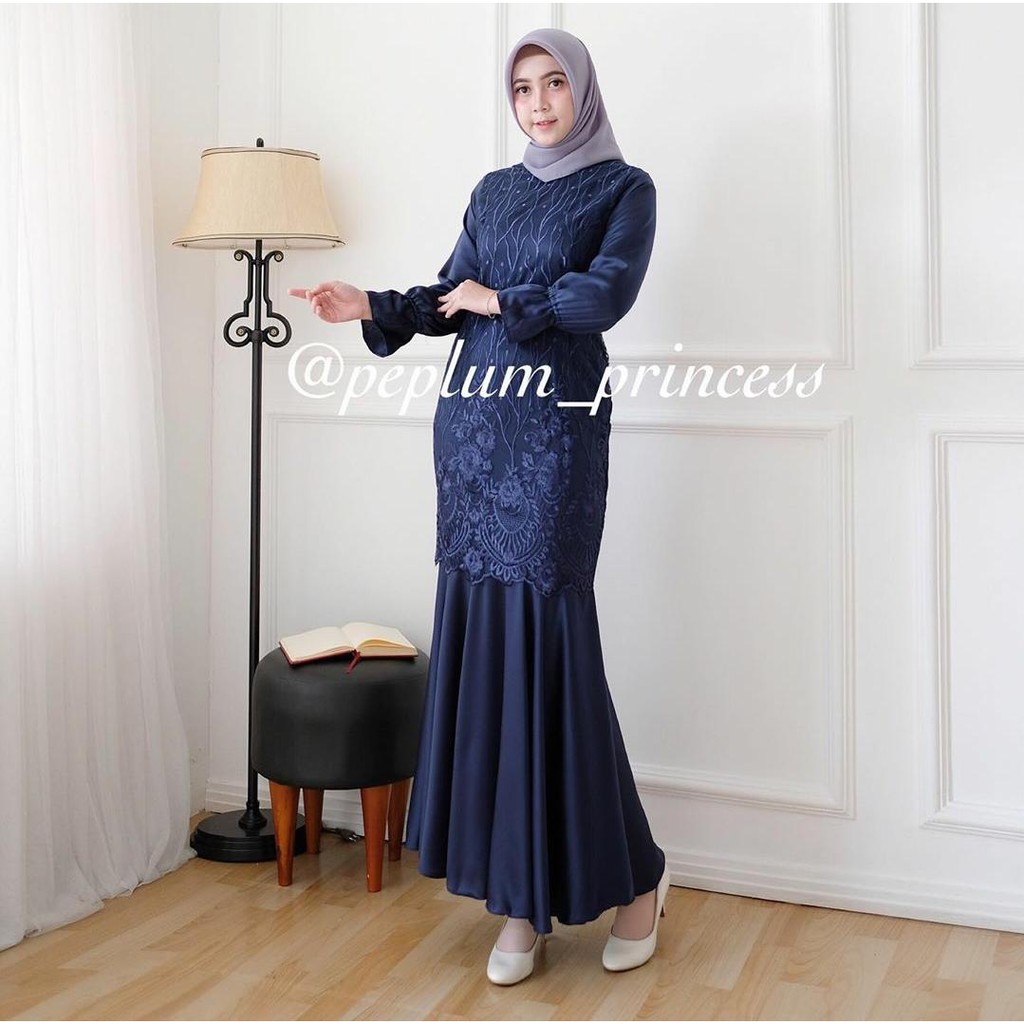 Baju Gamis Terusan Wanita Modern Long Dress Hijab Duyung Gaun Pesta Dewasa Wanita Brokat Kombinmasi Shopee Indonesia