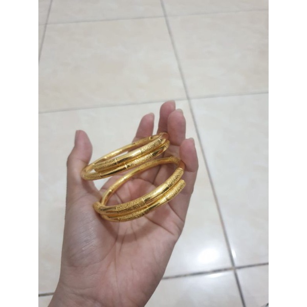 Gelang lapis mas model keroncong bambu,ukuran free size (bisa dibesarkecilkan,bisa disepuh ulang