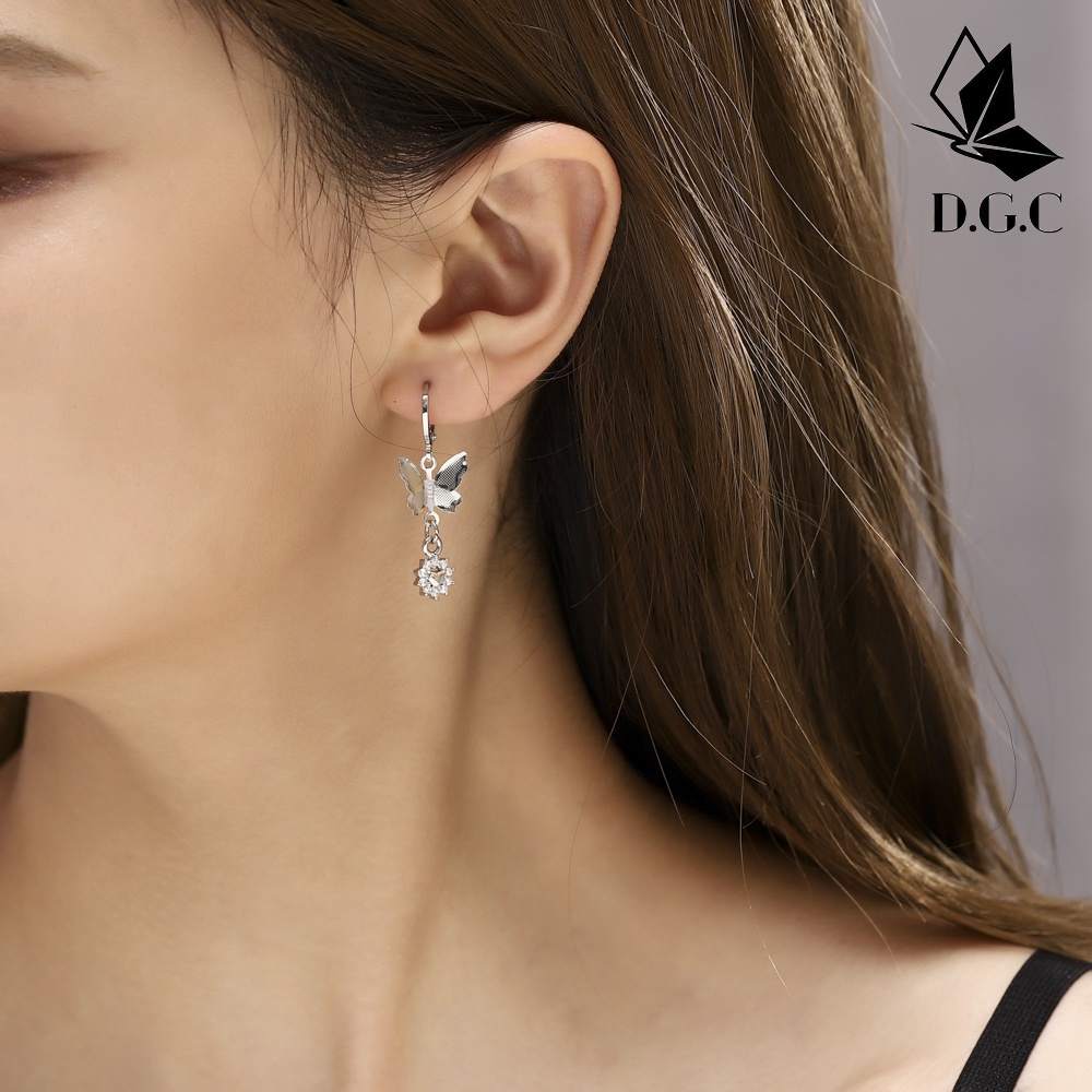 D.G.C✨COD✅Anting Kupukupu Korea Aksesoris Titanium Wanita Fashion Earrings Silver Premium Perhiasan Murah D178