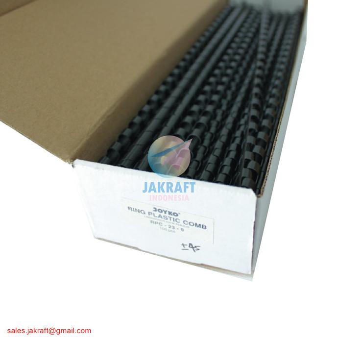 SPIRAL PLASTIK JILID 8 MM 23 LUBANG F4 ISI 100 HITAM 5/16 INCH JOYKO