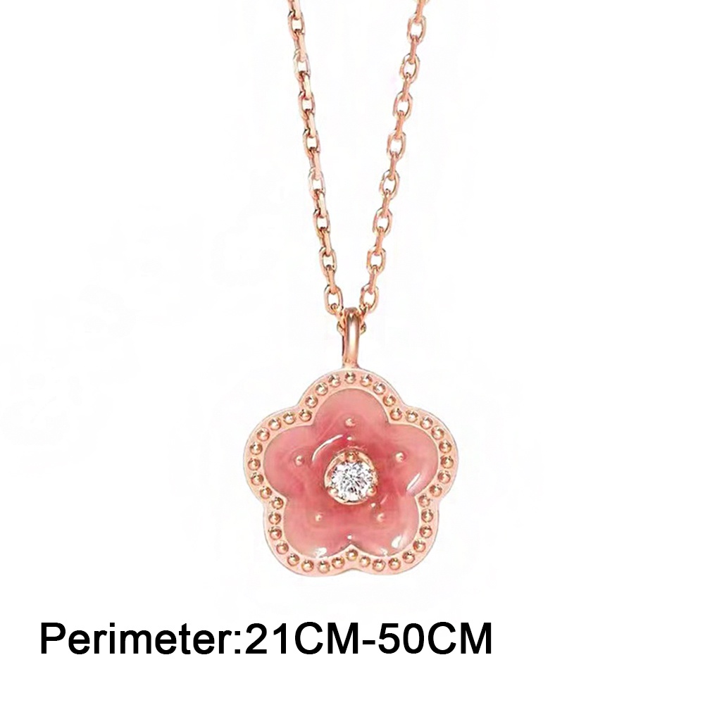 Kalung Desain Bunga Peach Blossom Warna Pink Gaya Korea Untuk Wanita