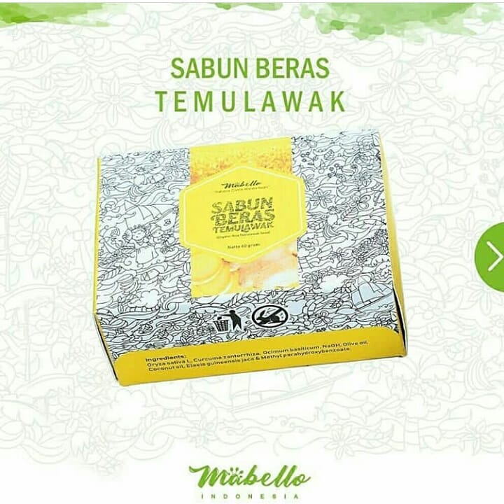 Sabun Mabello Temulawak Sabun Beras Mabello Atasi Jerawat Pencerah Kulit Wajah Dan Badan Kusam Sabun Alami BPOM M2