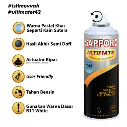 Sapporo Ultimate T42 Satin Red / Cat Spray Semprot Aerosol