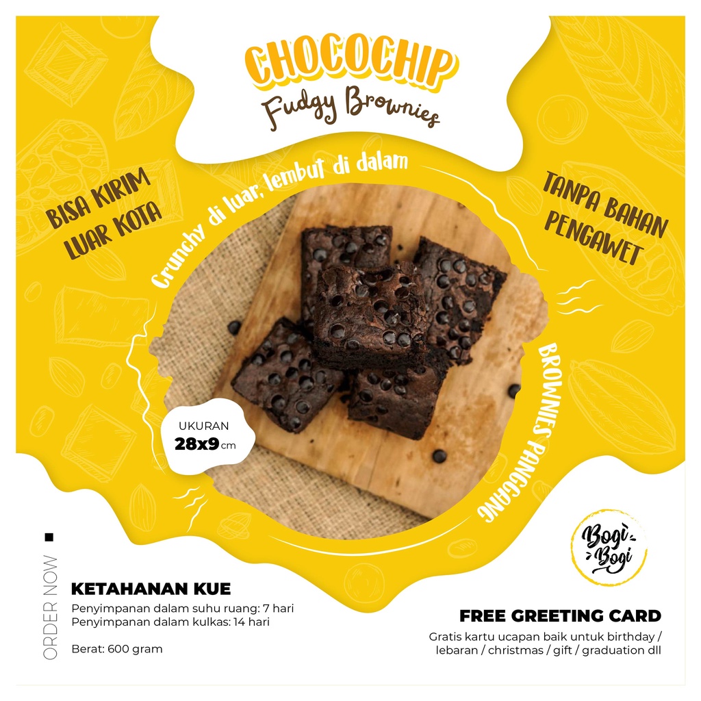 

[BOGIBOGI] CHOCOCHIP Fudgy Brownies / Brownies Panggang / Brownies Chocochip