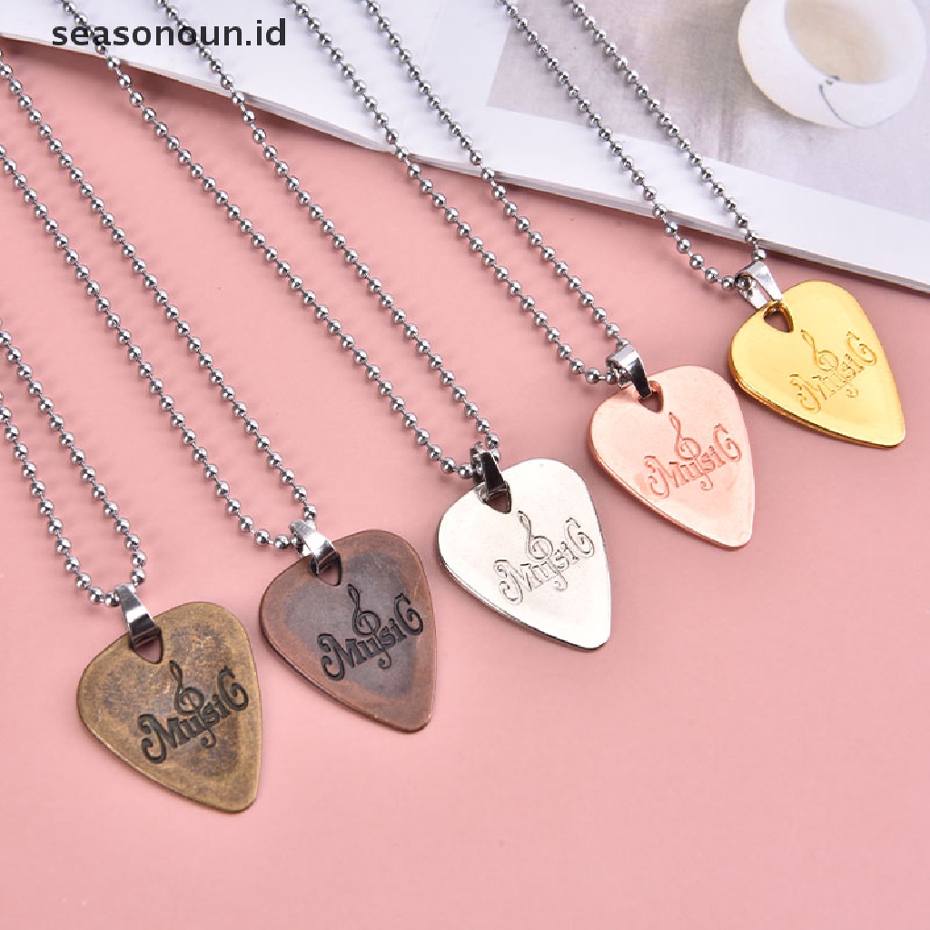 【seasonoun】 Metal Acoustic Electric Guitar Bass Necklace Pick Thin Mediator Pick With Chain .