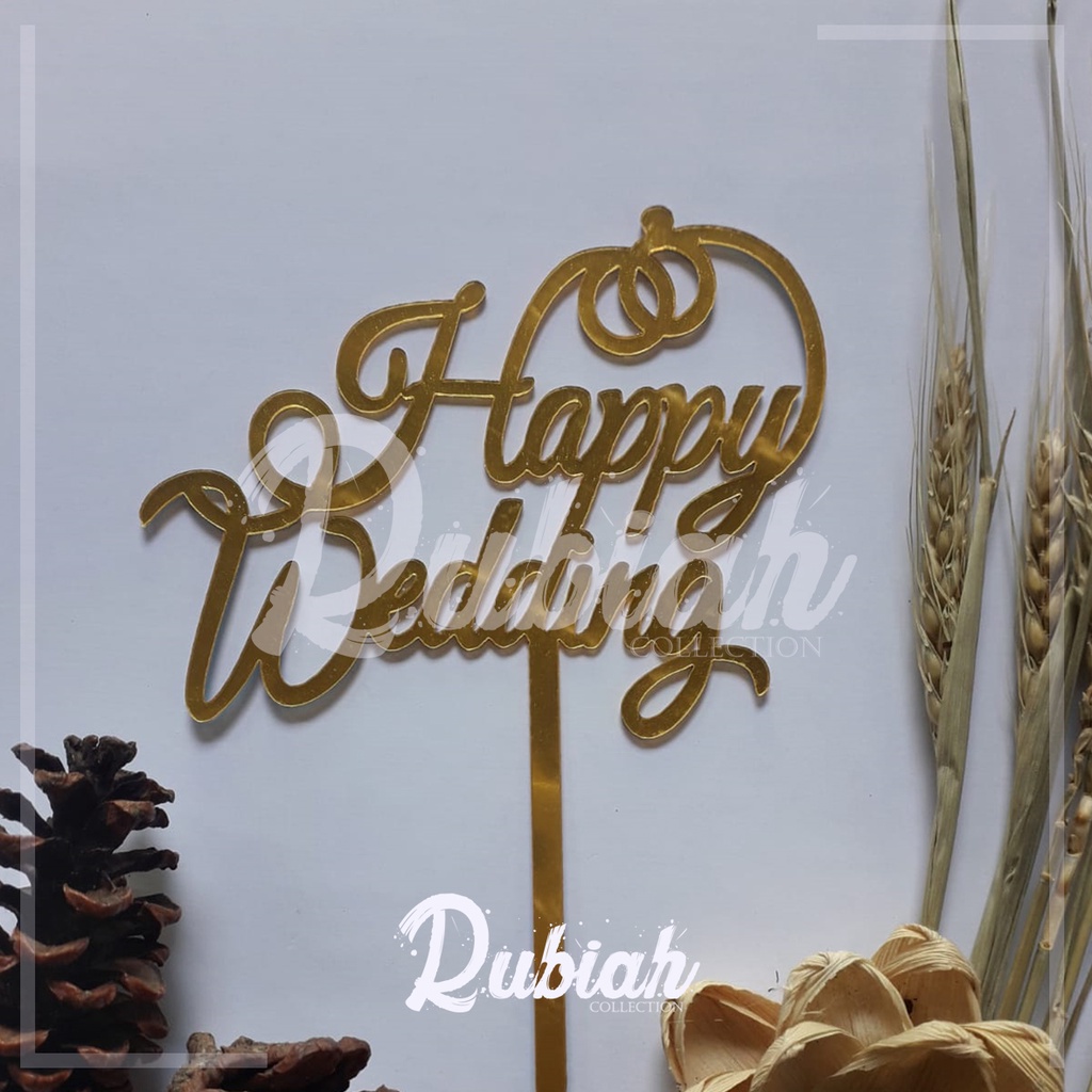 Topper cake Akrilik Happy Wedding
