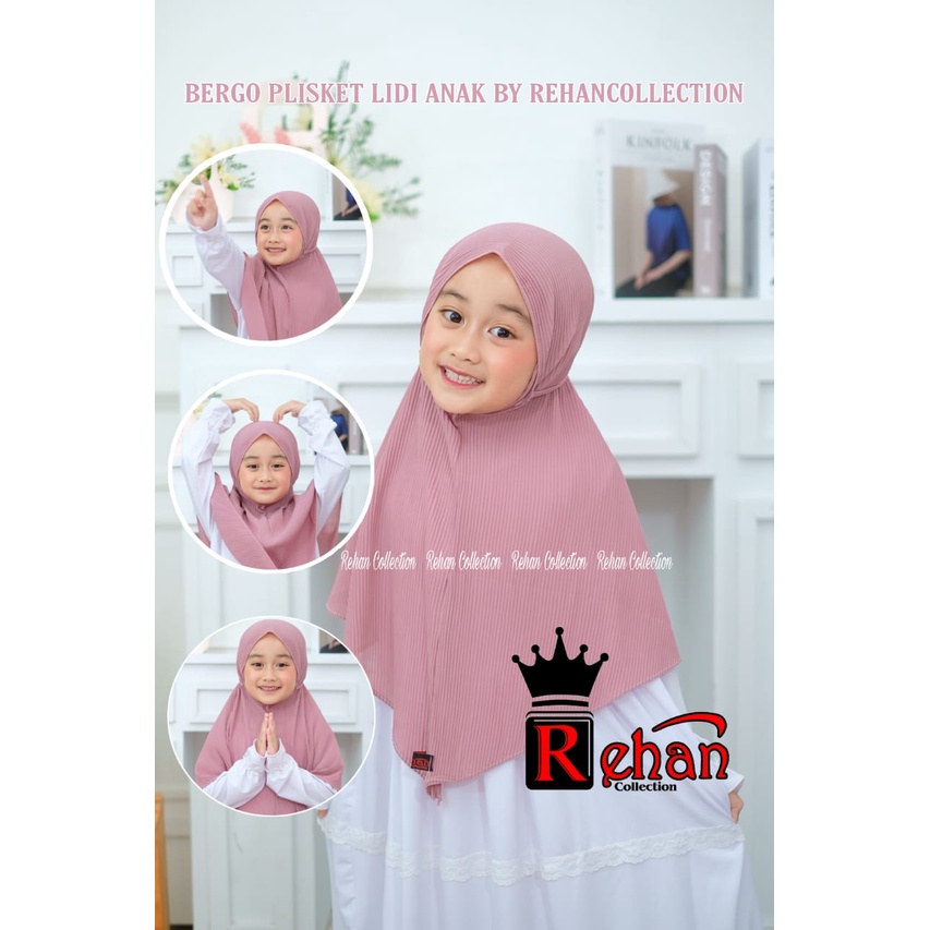 jilbab bergo maryam plisket tali anak 2 - 8 tahun hijab muslim anak perempuan