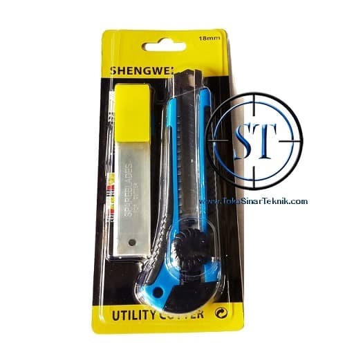 Pisau Ukir Karter SHENGWEI Tajam Utiliti Knife Cutter 18mm Plus isi Refill Isi Ulang Set Potong Tajam