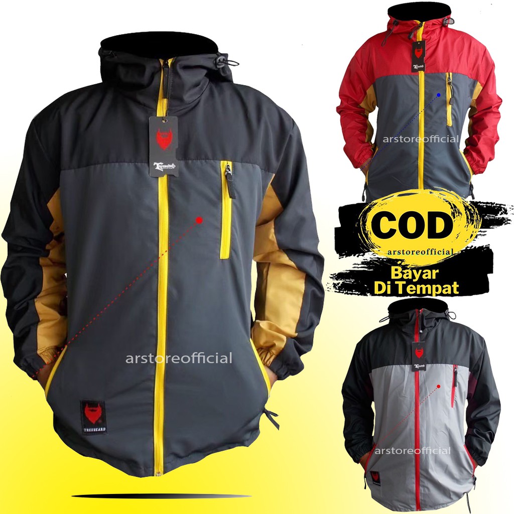 Jaket Hoodie Outdoor STORM BIKER Parasut Kombinasi