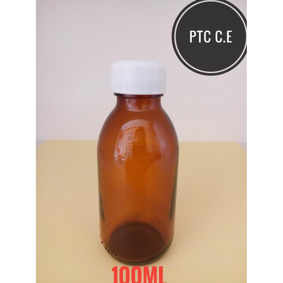 BOTOL KACA 100ML | BOTOL KACA COKLAT 100ML TUTUP ULIR DENGAN SUMBAT