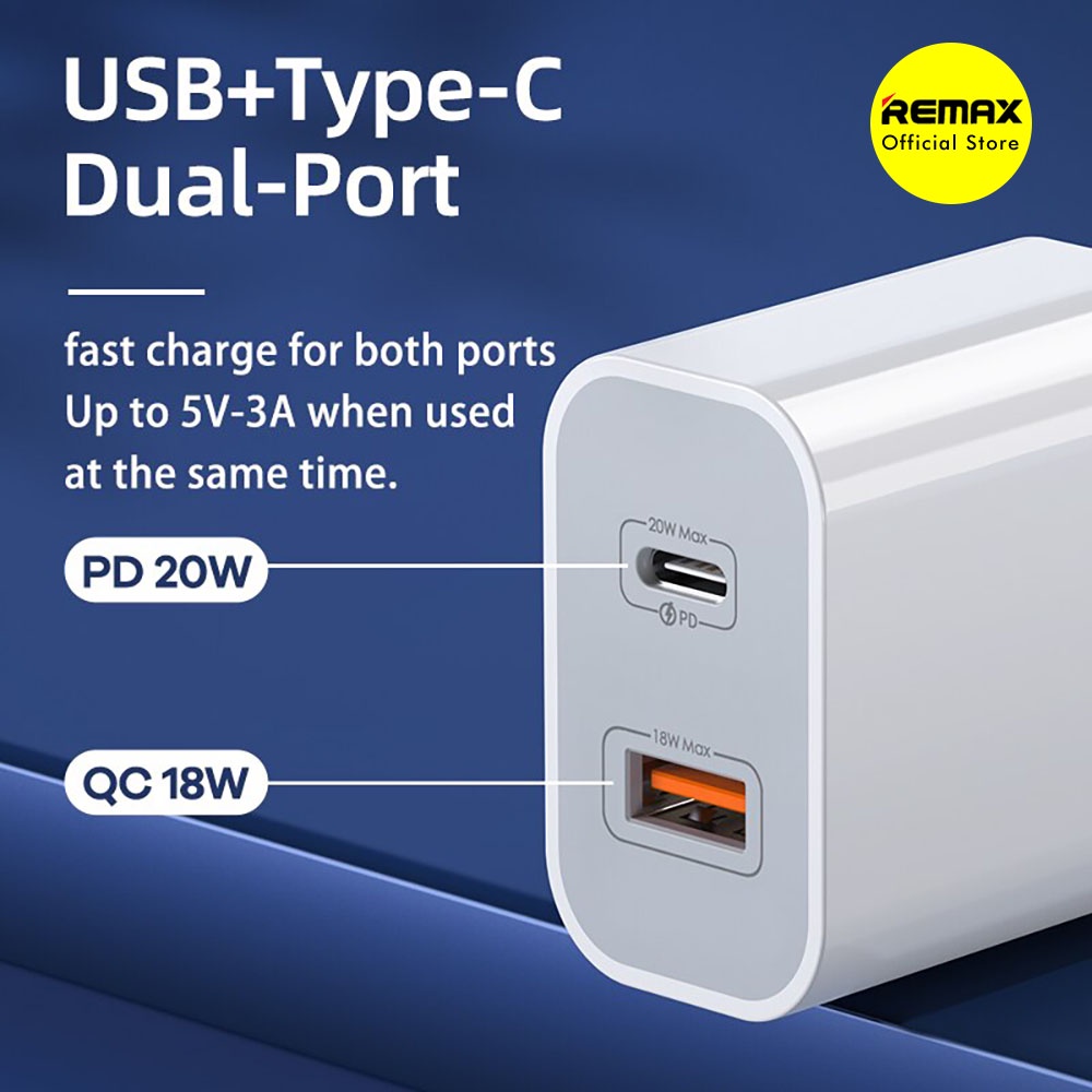 REMAX Surie PD 20W QC3.0 Charger with Type-C to Lightning Cable 1m RP-U68