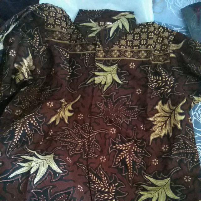 Cod Batikn Pria Lengan Panjang Size M L Xl Xxl Kemeja Batik Pria Motif Kenari Mulia Jaya Batik