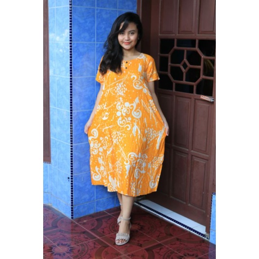 Daster payung laras hitsman murah harga grosir pekalongan batam-Untir Kuning