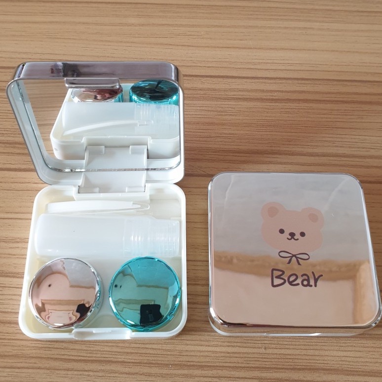 tempat softlens / softlens case metalik bear