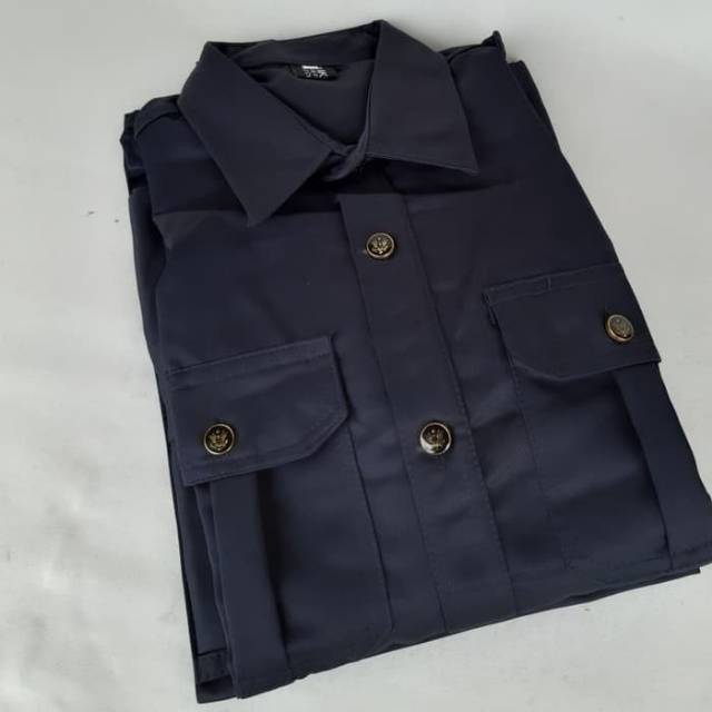 Seragam Safari Pendek Biru Dongker / Baju Security
