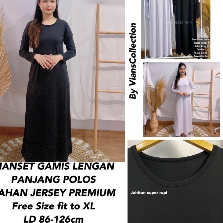 INNER DRESS/MANSET GAMIS LENGAN PANJANG/INNER DRESS LENGAN PANJANG/BAHAN JERSEY PREMIUM/DALAMAN GAMI