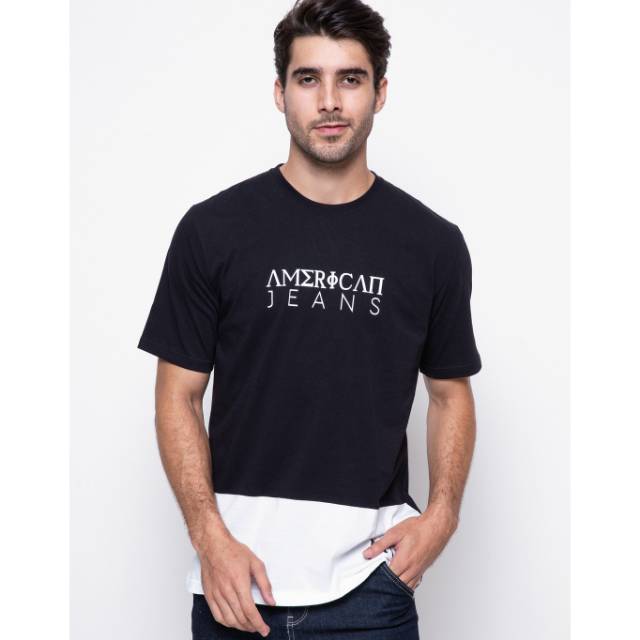 Kaos Cowok American Jeans Hitam Putih