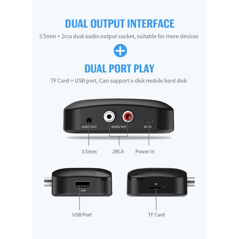 Audio Bluetooth 5.0 Universal Receiver Transmitter Adapter NFC RCA AUX