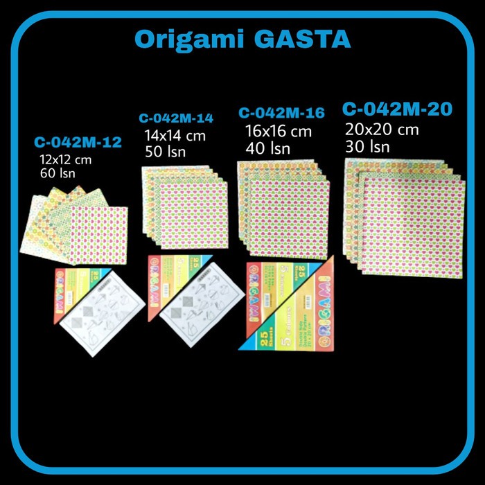 

Kertas Lipat/Origami Bolak Balik Sama Gasta Motif (1 pak/ 25 lembar)