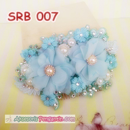 [READY STOK] AKSESORIS WEDDING PESTA SIRKAM RAMBUT BROKAT BIRU SRB007