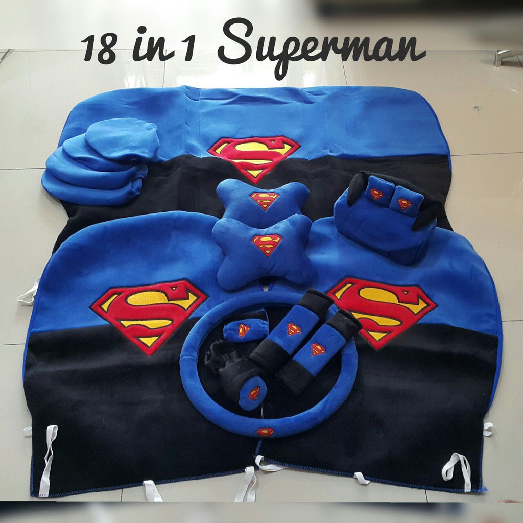 Bantal Mobil Superman 18 in 1 Set Bantal Mobil Murah Keren Berkualitas