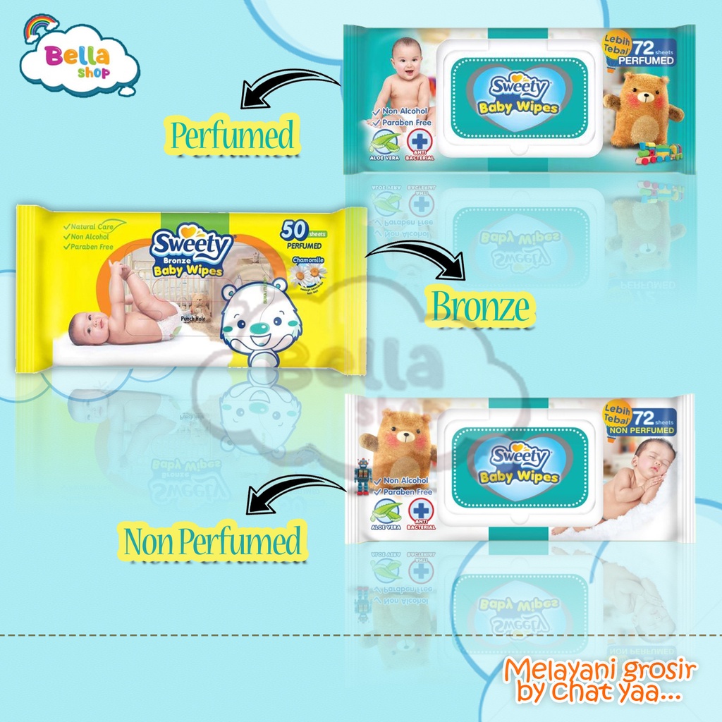 Sweety Baby Wipes Tissue Basah Parfume / Non Parfumed Non alkohol BELLA SHOP