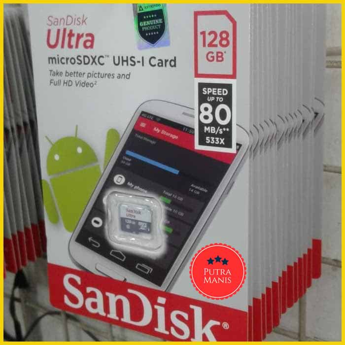 MicroSD SanDisk Ultra micro SD HC Card UHS-I Class 10 128GB memory memori 128 GB 128G ORIGINAL murah