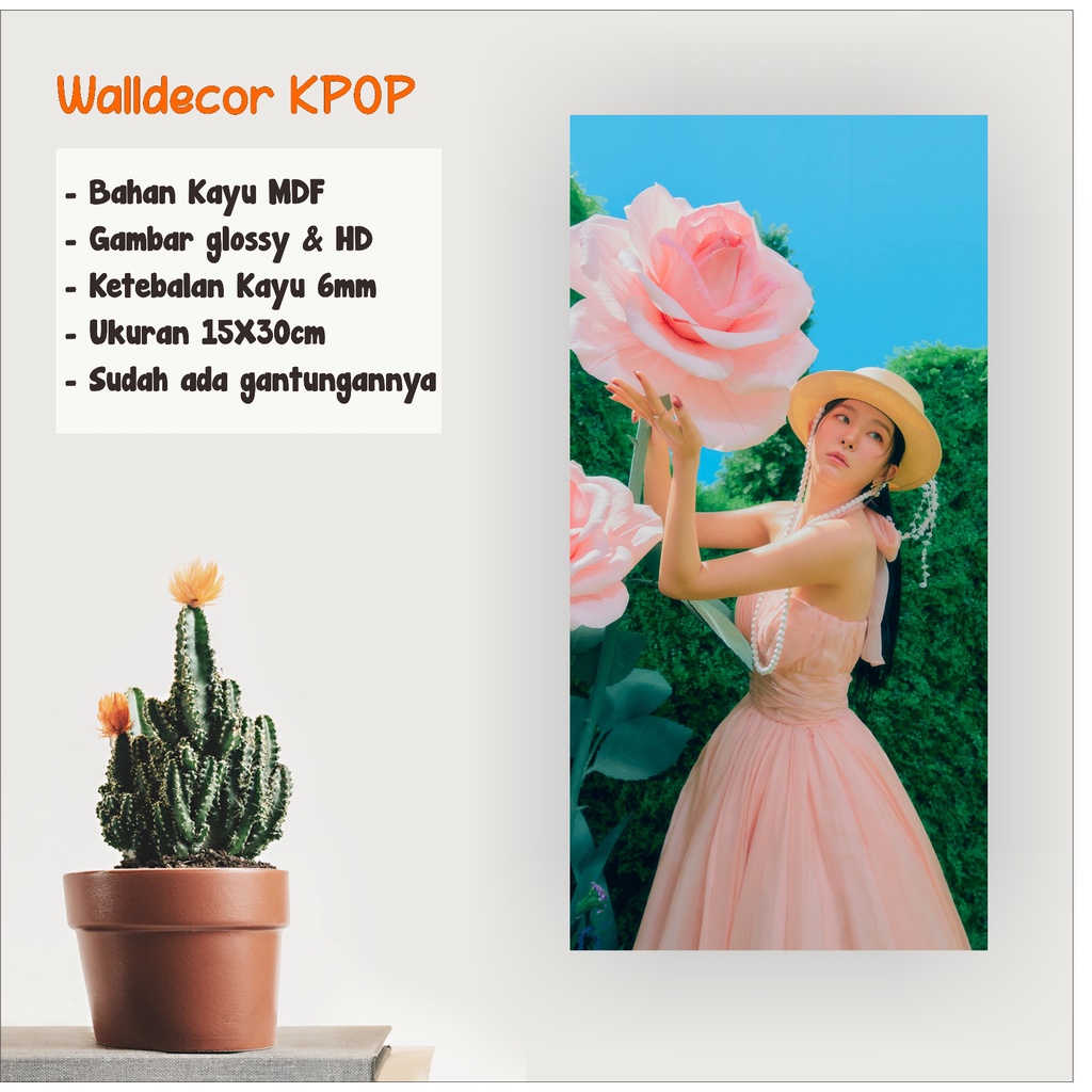 WALLDECOR RED VELVET SEULGI UKURAN 15X30 CM WALL DECOR POSTER KAYU HIASAN DINDING KPOP