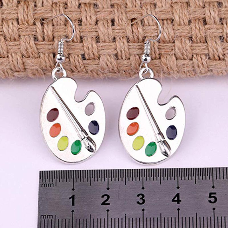 SIY  1 Set Paint Brush And Colorful Paint Palette Drop Earrings Necklace Jewelry Set Artist Painter Women Fashion Jewelry