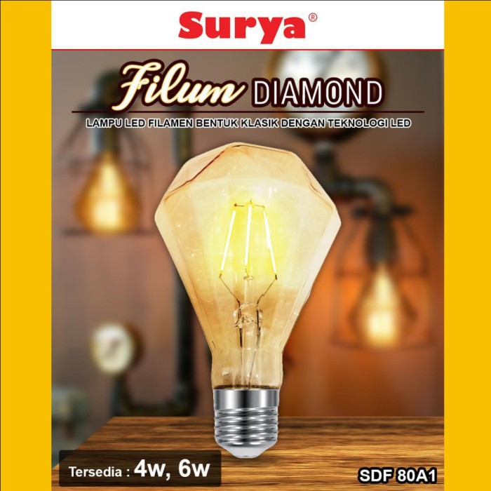 Lampu LED Filamen Surya filum Diamond SDF 80A1 4W/ 6W E27 Warm White