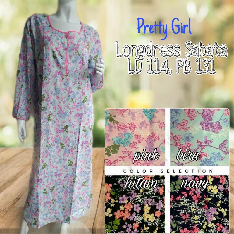 Daster Lengan Panjang Dress Panjang Longdress Sabata Katun Jepang ORI Wanita Casual Busui Bumil Frie