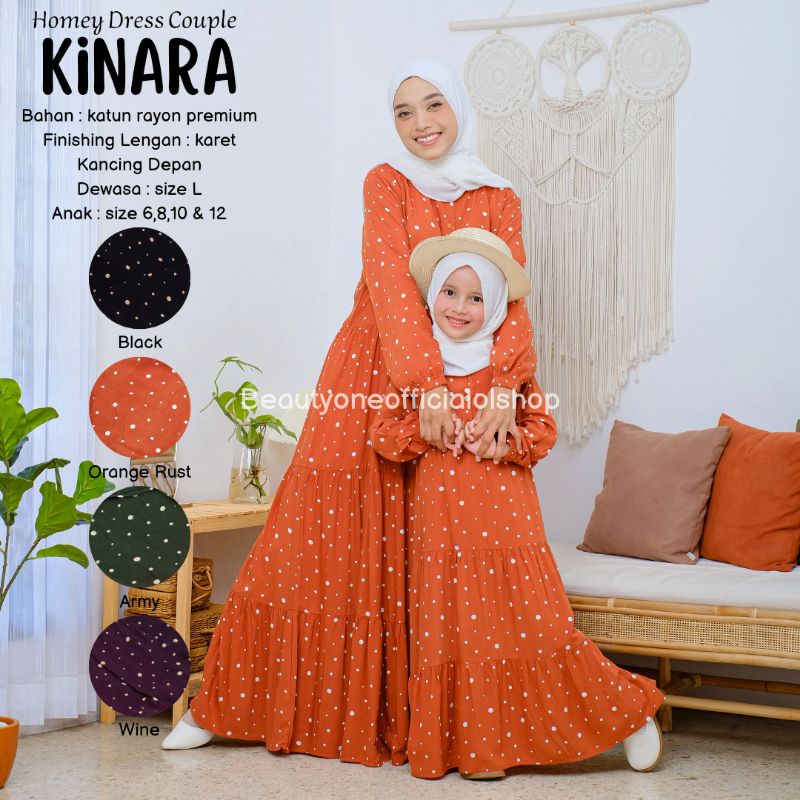 TERLARISS!! Gamis Dewasa Jumbo/Homey Dress KINARA/Gamis Couple Ibu &amp; Anak/Gamis Rayon/Dress Rayon/Bahan Katun Rayon Premium