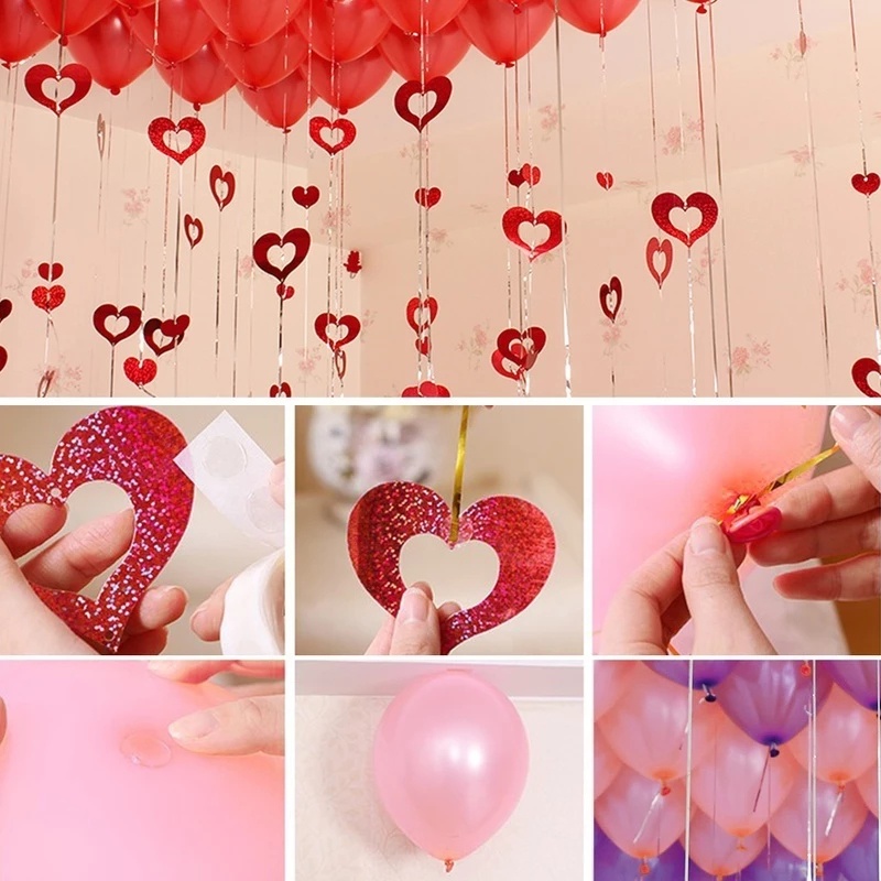 100Pcs / Bag Sequined Pendant Decorative Birthday Party Wedding Decorations Valentiens Day Christmas Heart Shape Laser Romantic Home Accessories DIY Balloon