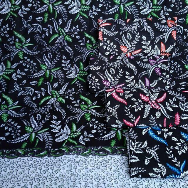 Cf kain batik printing murah harga grosir terjangkau motif daun dedaunan kain bahan baju kebaya