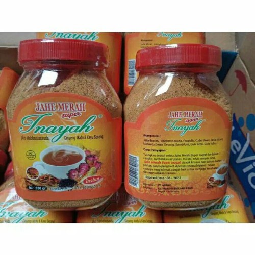 Jahe Merah Super INAYAH Kemasan Toples 330 gram | Plus Habbatussauda - Ginseng - Madu - Kayu Secang Original