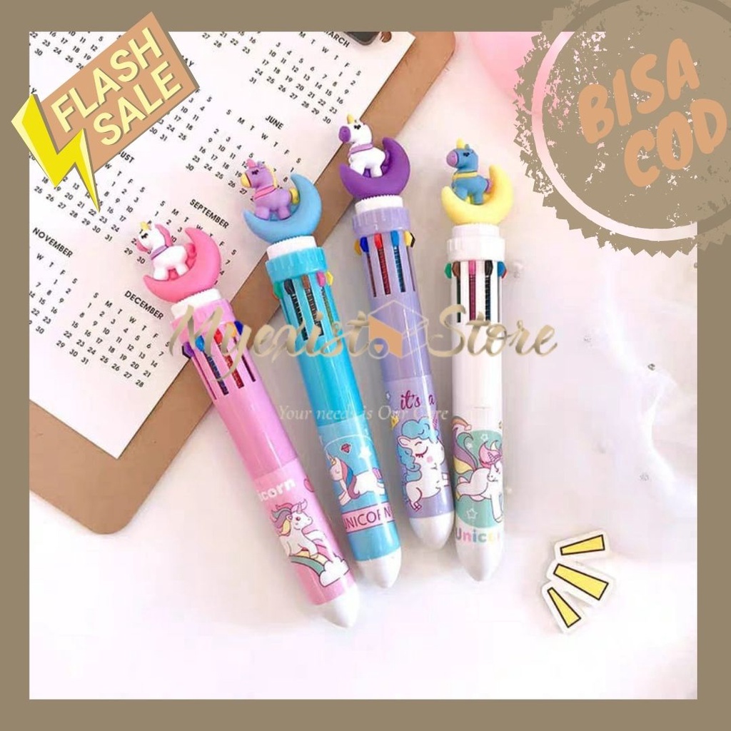 pen 10 warna unicorn bulan sabit pena pulpen alat tulis kantor stationary perlengkapan sekolah PULPE