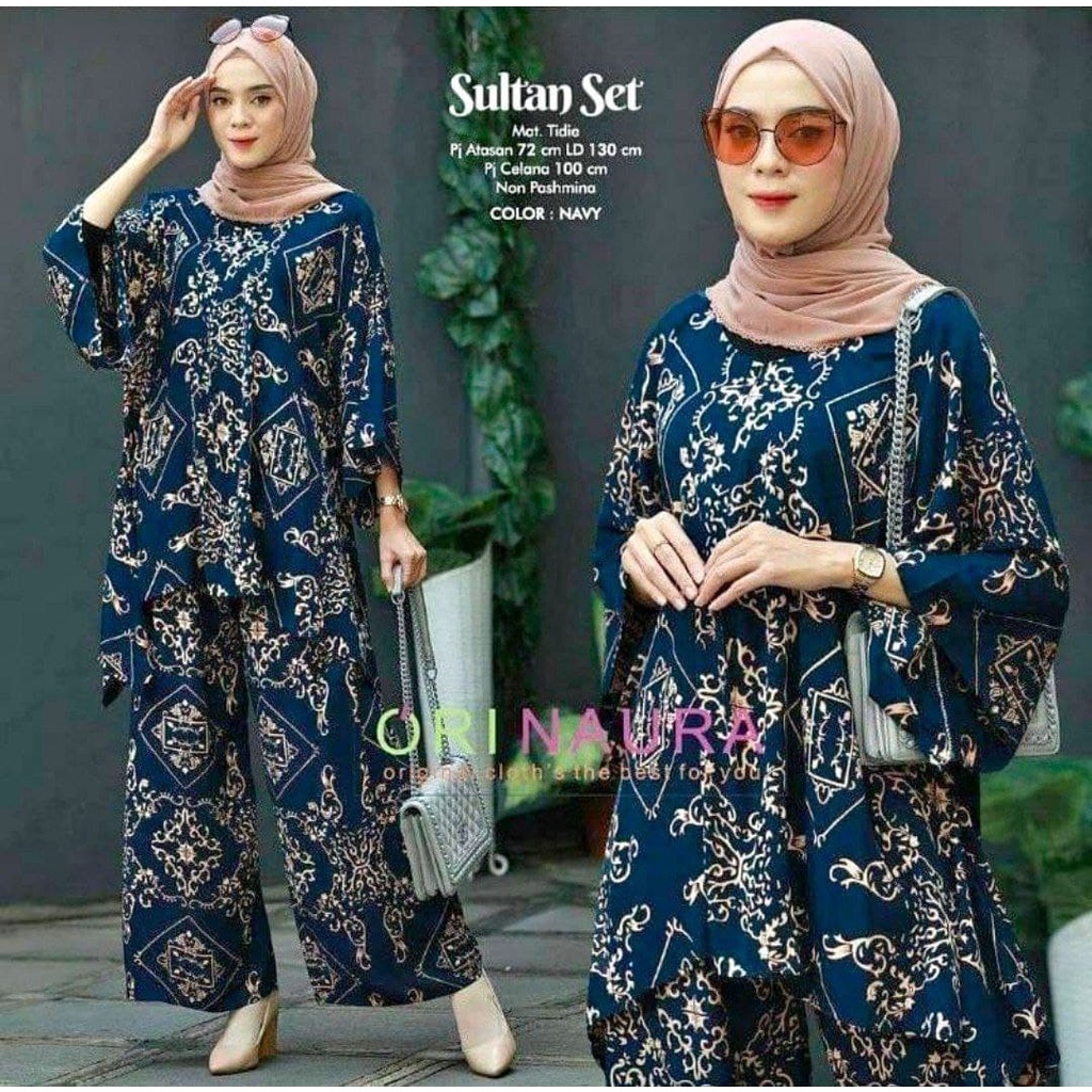 One Set Jumbo Waka Waka SULTAN Setelan Wanita Rayon Premium  Set Celana Panjang Tie Dye Kekinian