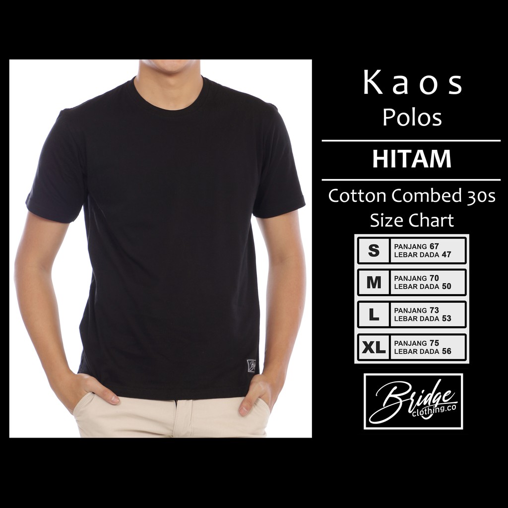 Kaos polos combed 30s hitam Yang Lagi Hits