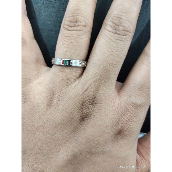 CINCIN TITANIUM MERK GUCCI SILVER grosir isi 36pcs