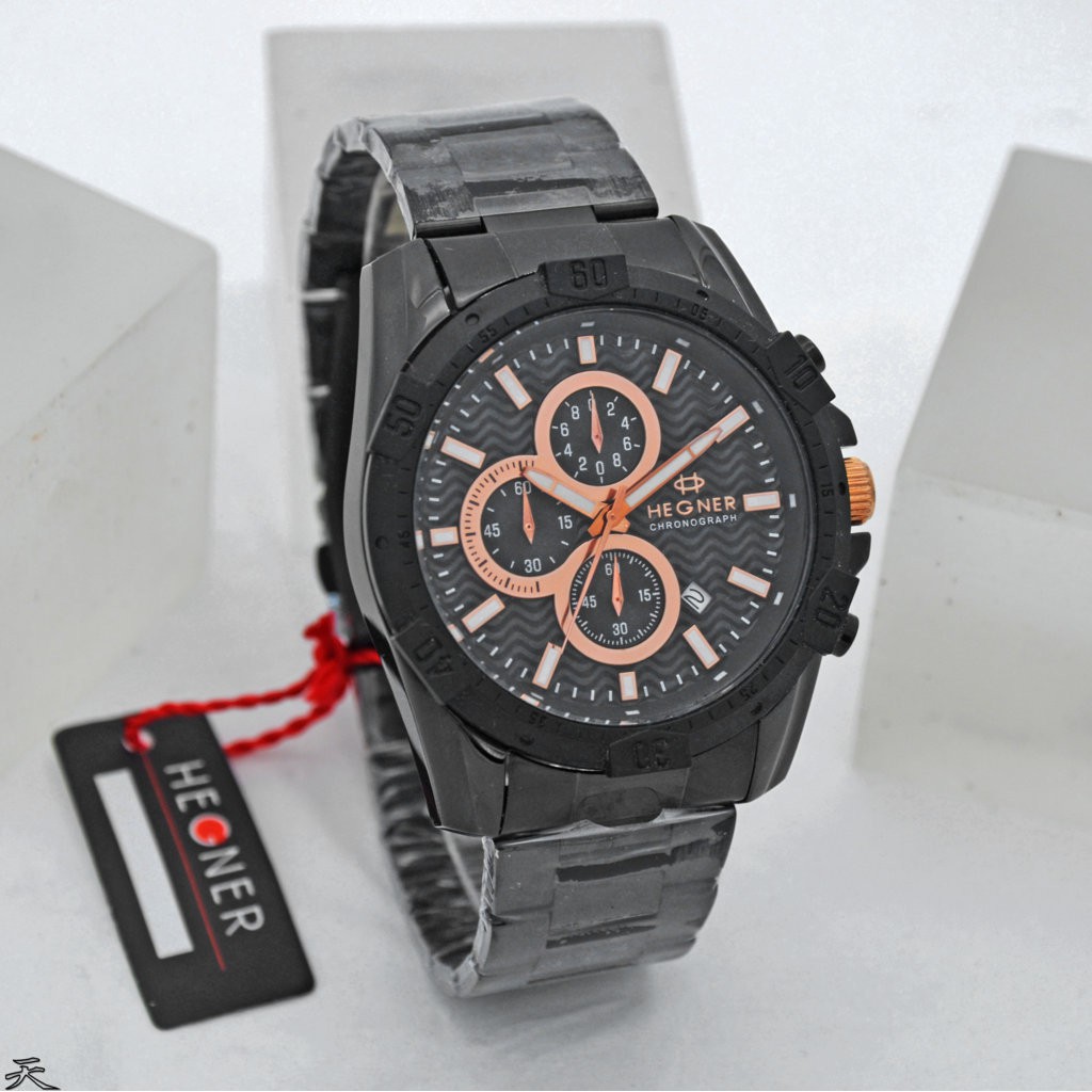 JAM TANGAN HEGNER 430 PRIA CHRONOGRAPH TALI RANTAI