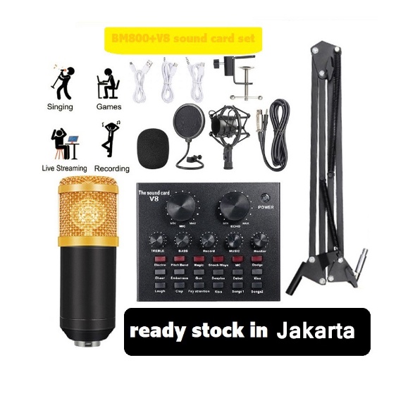 Paket Microphone Condensor BM 800 Full set +V8 set