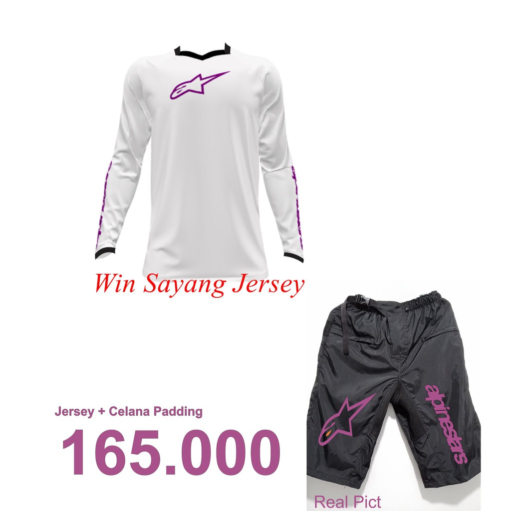 Jersey Gowes Dan Celana Padding Putih List Ungu