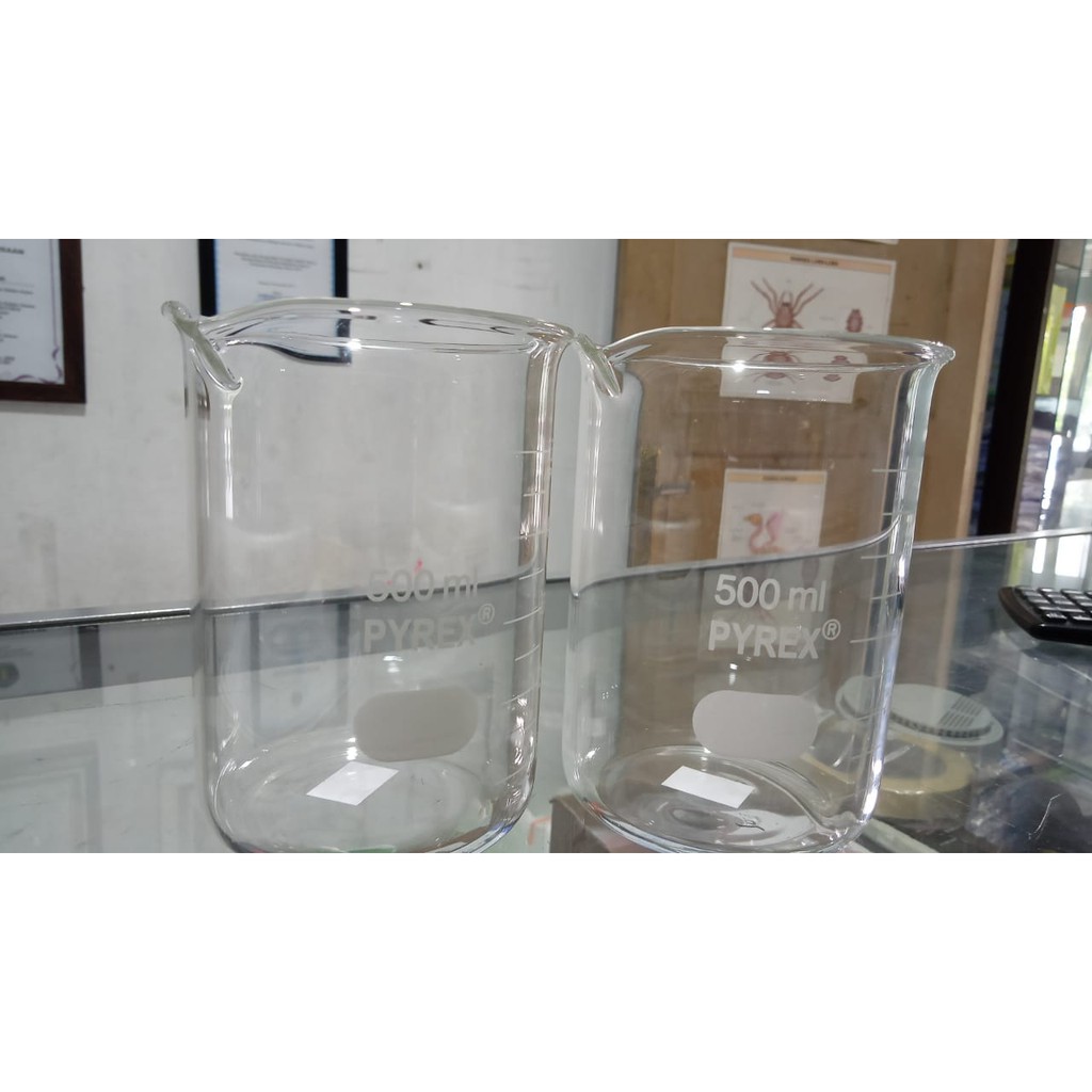 Jual Beaker Glass Pyrex Beaker Low Form Gelas Kimia Pyrex 500ml Shopee Indonesia 3839